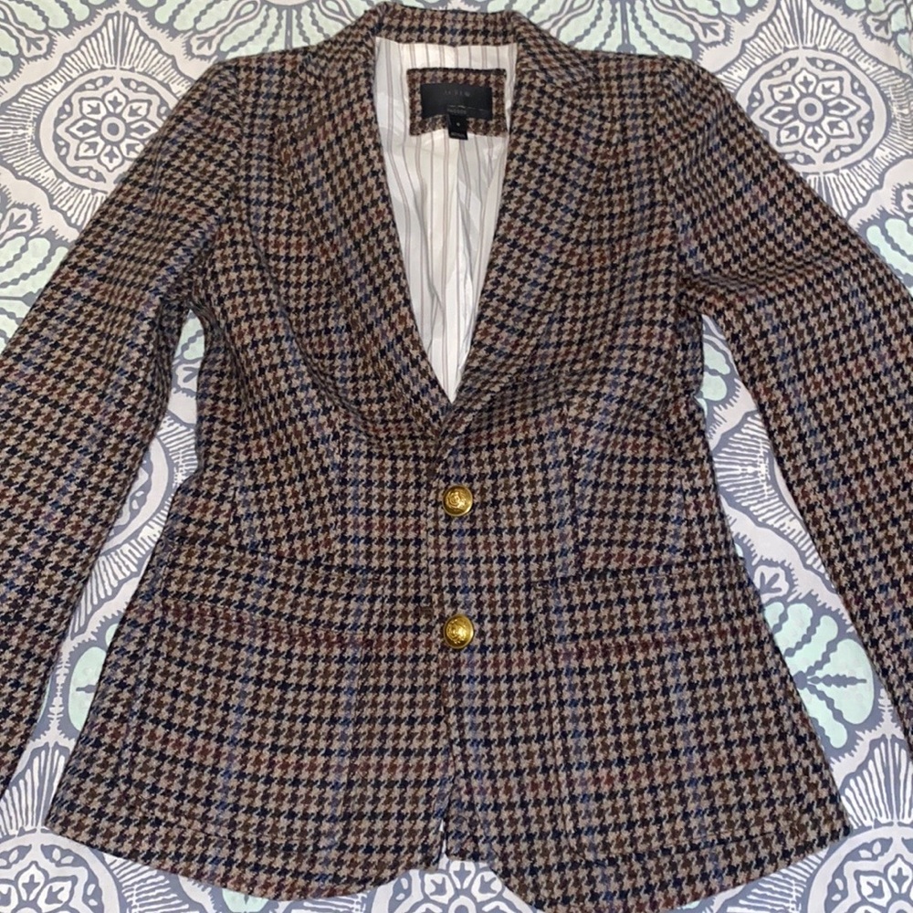 J.CREW Plaid houndstooth wool Parke blazer